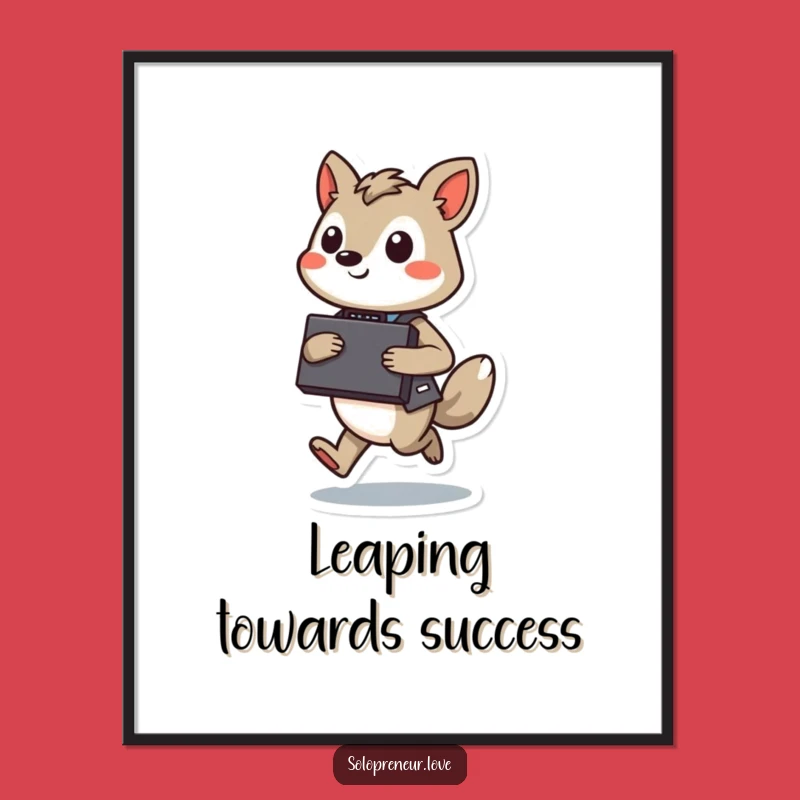 Funny Hopping Executive Poster: Motivational Jumper, Business Art, Wall Decor Funny Gift