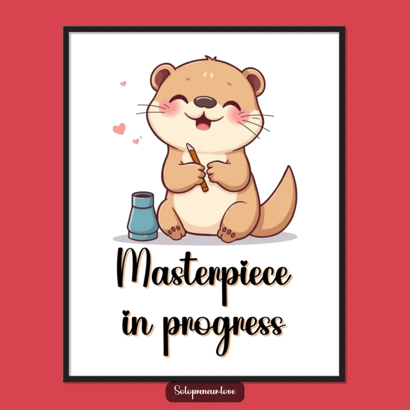 Funny Otter Art Poster - Whimsical & Creative Wall Decor