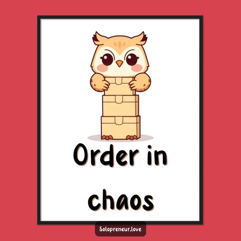 Funny Owl Organizer Poster: Box Stacker Art for Wall Decor