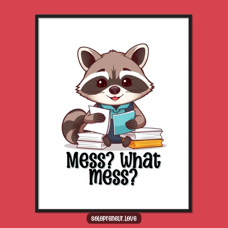 Funny Raccoon Organizer Poster: Motivational Wall Art for Your Space