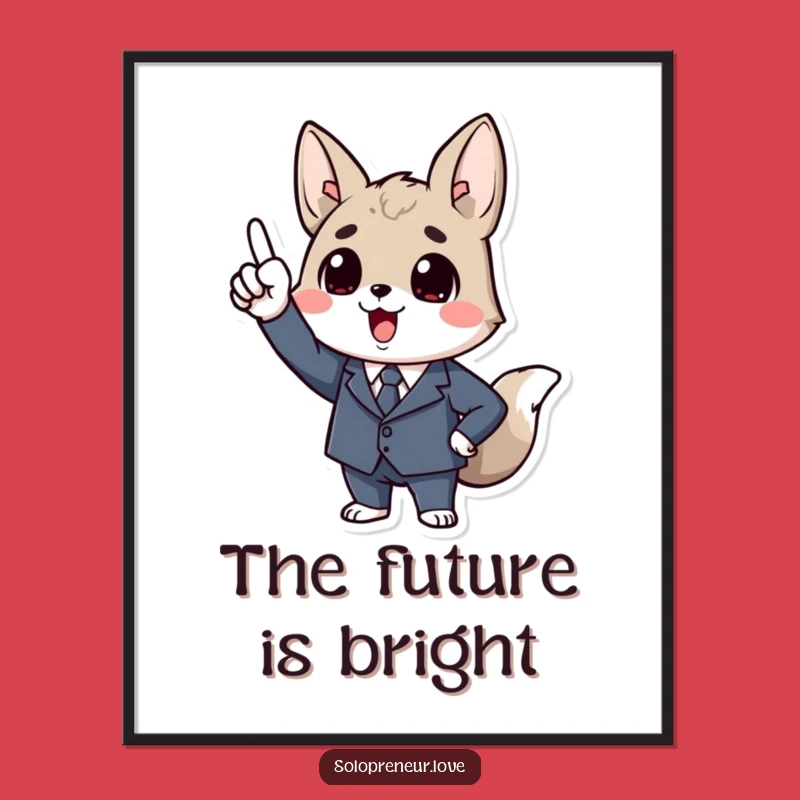 Funny Business Animal Poster: Motivational Pointer, Tiny Suit, Wall Art Funny Gift