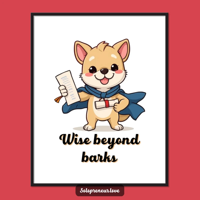 Funny Dog Poster: Decorate with Achievement This Heroic Diploma Graduate Art Print