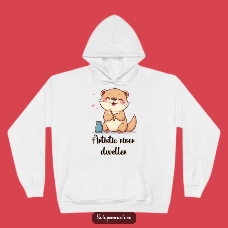 Funny Otter Art Hoodie - Cozy Creator's Comfort