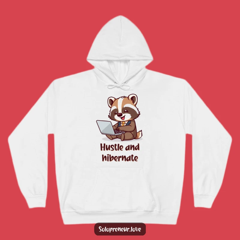 Cozy Funny Badger Business Hoodie: Laptop Typer Comfort Gift
