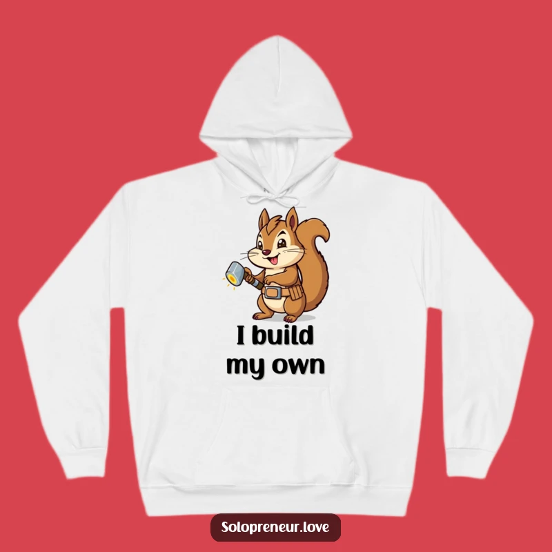 Cozy Funny Squirrel Carpenter Hoodie: Builder Squirrel Tackles Project - Warm Gift