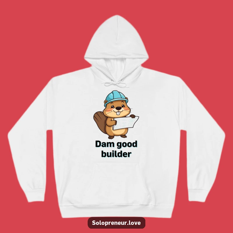 Cozy Funny Beaver Hoodie - Builder Character Attire, Warm Construction Funny Gift