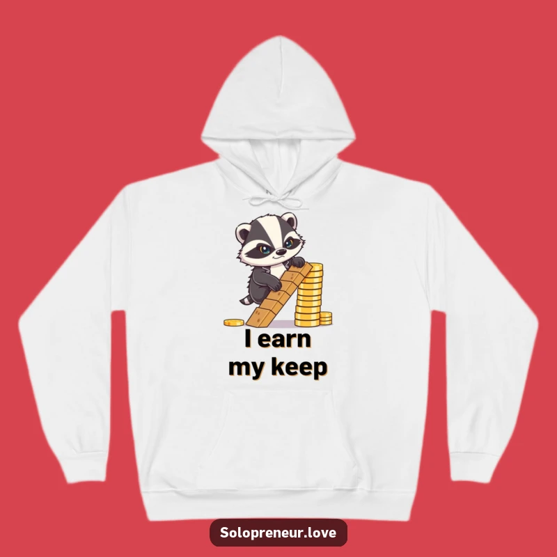 Funny Badger Coin Hoodie - Cozy Determined Apparel, Gift Idea