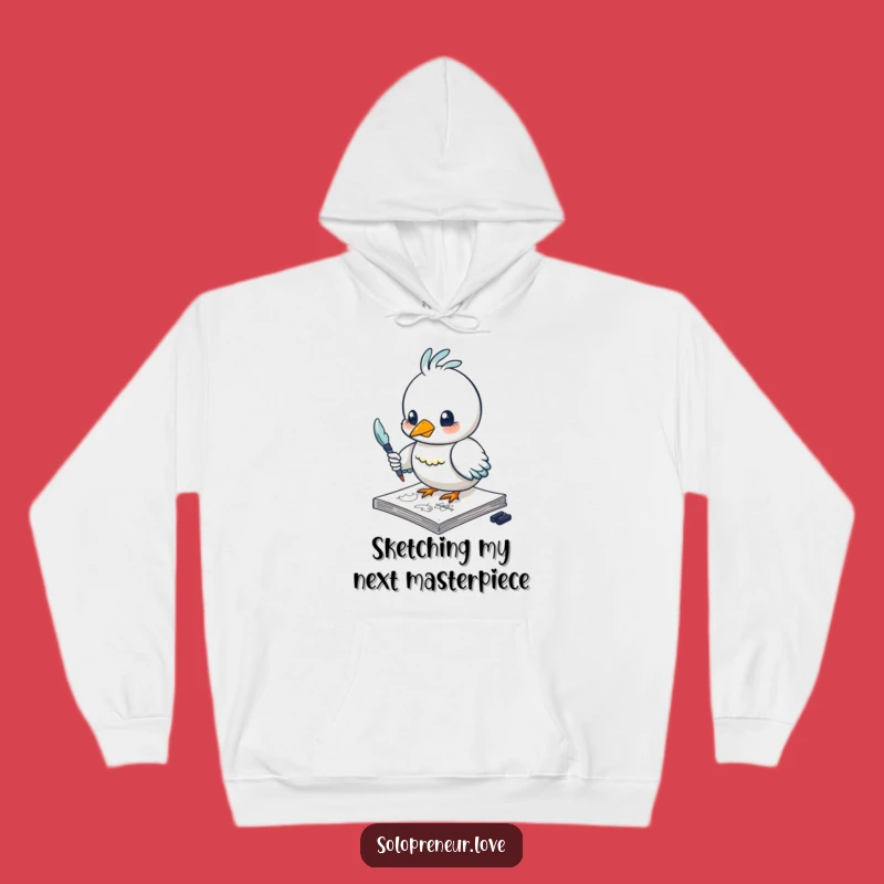 Cozy Funny Bird Hoodie: Creative Sketching Character, Warm Artist Gift
