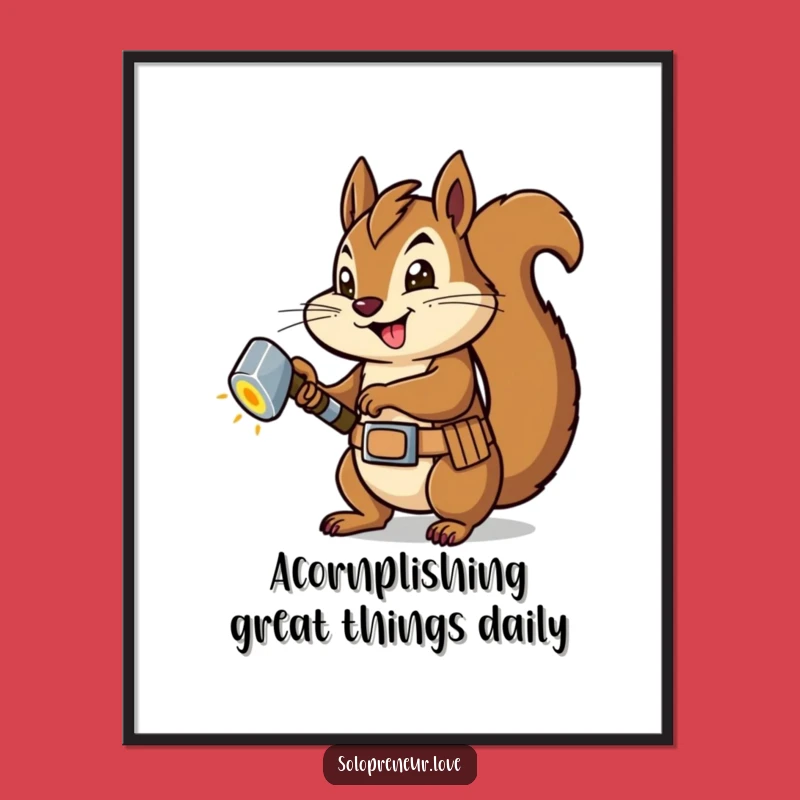 Free Printable Wall Art: Squirrel Builder's Charm, Funny Downloadable DIY Art