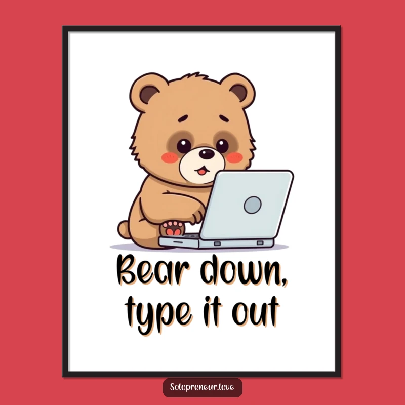 Free Printable Bear Cub Typing Wall Art - Funny Downloadable Kids Room Decor