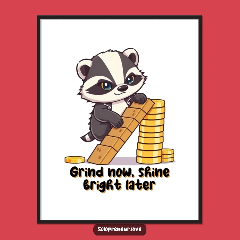 Free Printable Wall Art: Badger Coins Ladder Funny Downloadable Art