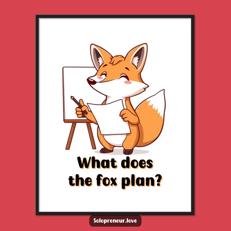 Free Printable Wall Art: Clever Fox with Plan - Funny Downloadable Decor!