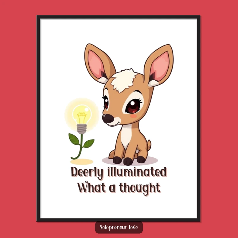 Free Printable Wall Art: Deer's Lightbulb Insight, Funny Downloadable Decor for Creative Spaces