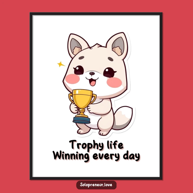 Free Printable Wall Art: Funny Animal Trophy Winner, Hilarious Retro Decor Downloadable