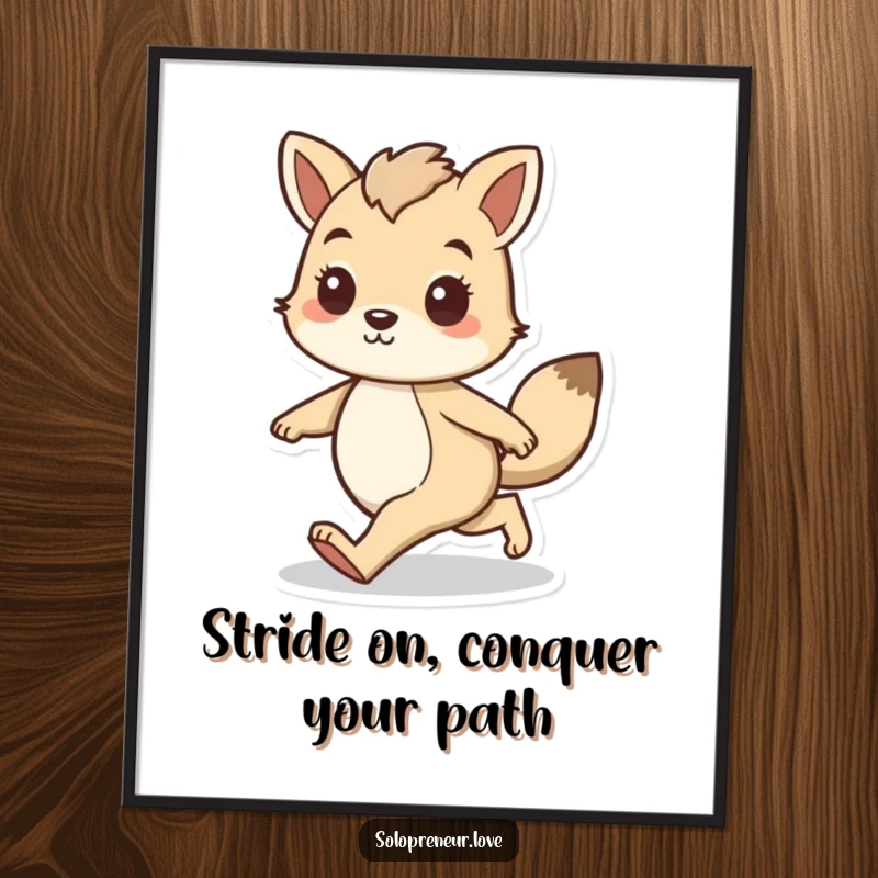 Funny Free Printable Wall Art: An animal character walks with a powerful and confident stride, embodying determination and forward movement.