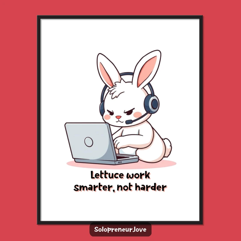 Funny Free Printable Wall Art: Typing Rabbit for a Motivational Home Office