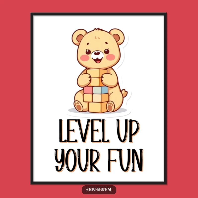 Free Printable Bear Cub Blocks Art - Cute Playful Downloadable Decor Gift