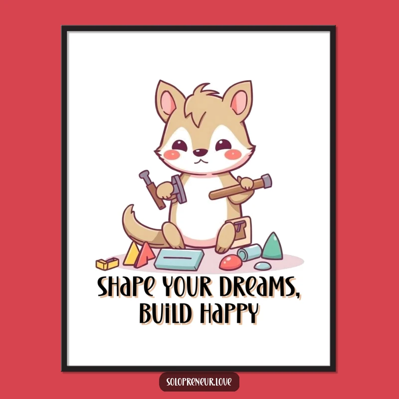 Funny Free Printable Animal Wall Art: Building Dreams Downloadable Art