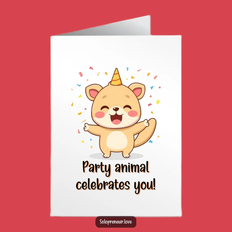 Free Printable Animal Birthday Card: Celebrate Victory with Funny Confetti Shower Downloadable Gift