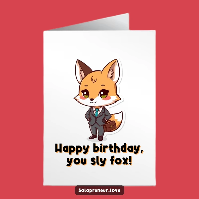 Free Printable Fox Birthday Card: Dapper Gentleman Foxy Gift Downloadable