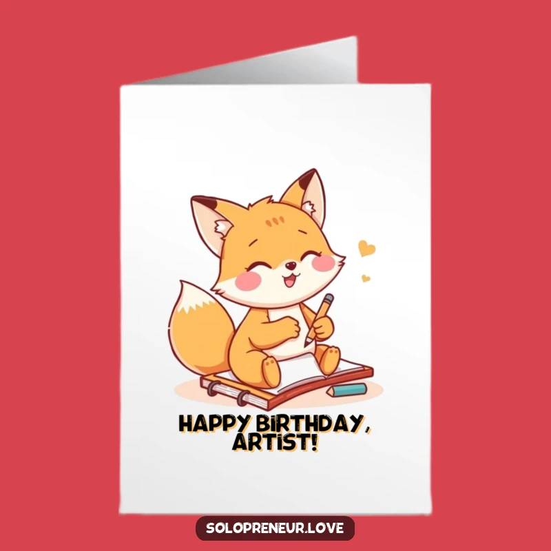 Free Printable Fox Birthday Card: Artistic Sketch Downloadable Gift
