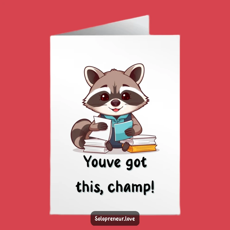 Free Printable Raccoon Congrats Card: Organized Success for Your Big Achievement!