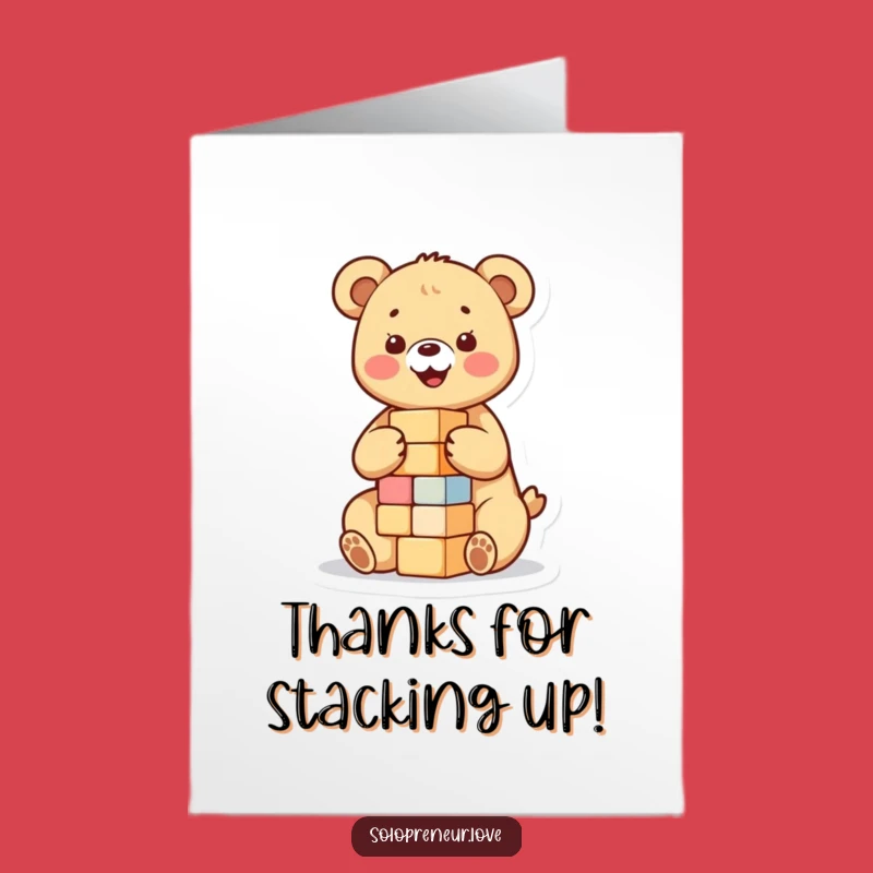 Free Printable Cute Bear Cub Blocks Thanks Card - Adorable Downloadable Appreciation Gift