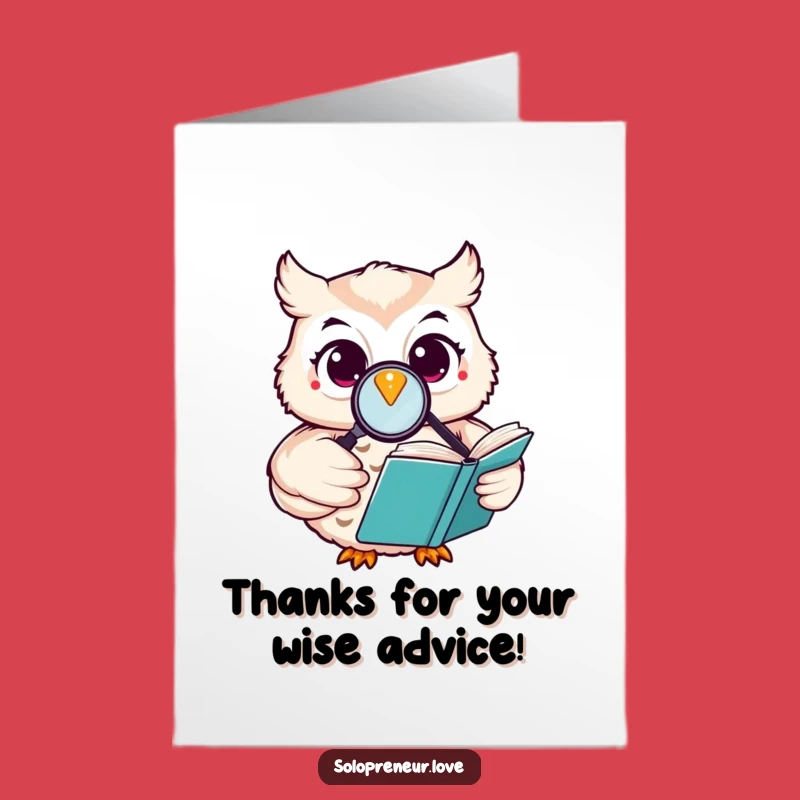 Free Printable Thank You Card: Happy Owl Reading - Funny Downloadable Gratitude Note