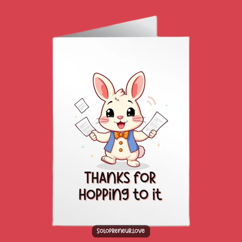 Free Printable Rabbit Thank You Card - Funny Downloadable Appreciation Gift