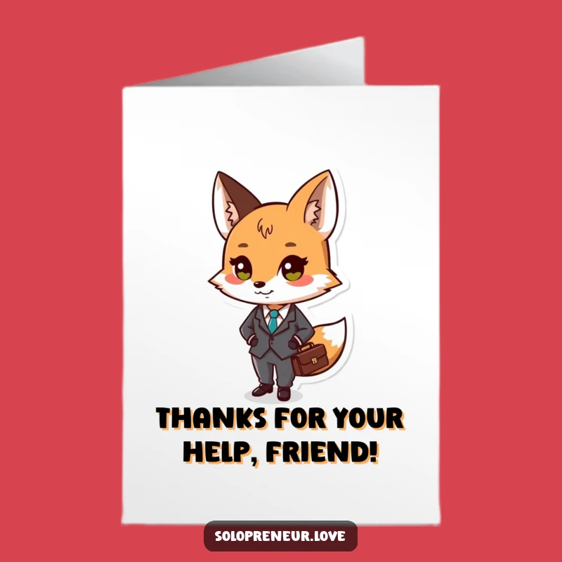 Free Printable Fox Thank You Card: Dapper Gentleman Foxy Gratitude Downloadable