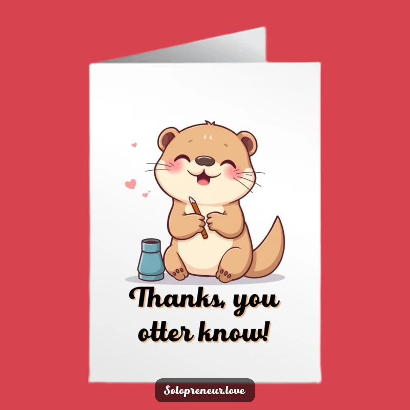 Free Printable Funny Otter Thank You Card - Creative Thanks Downloadable Gift!