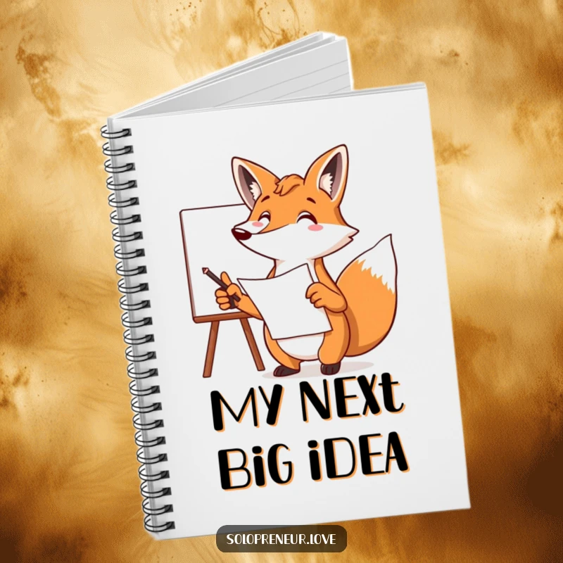 Funny fox notebook cover showing a focused character pointing at a whiteboard with a plan, ideal for journaling with strategy.