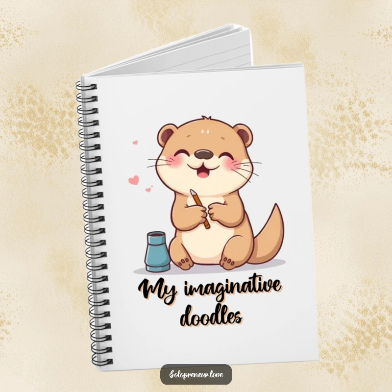 Funny notebook with a playful otter creating digital art on a canvas, ideal for sketching, notes, and artistic ideas.