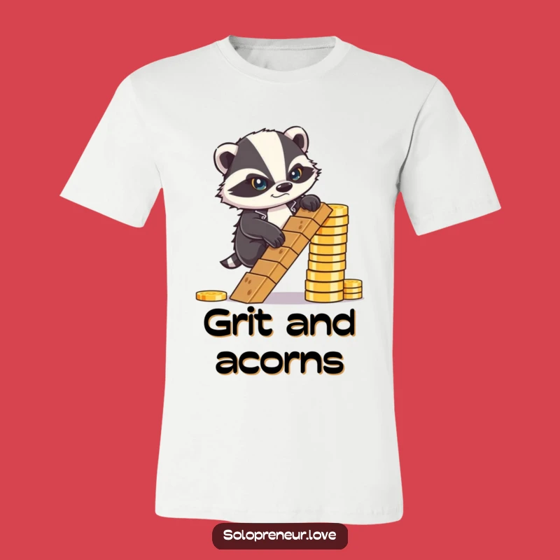 Funny Badger Coin T-Shirt - Determined Goal Getter Apparel, Gift Idea