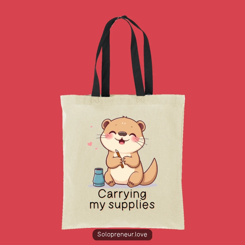 Funny Otter Art Tote Bag - Carry Your Creative Vibe!