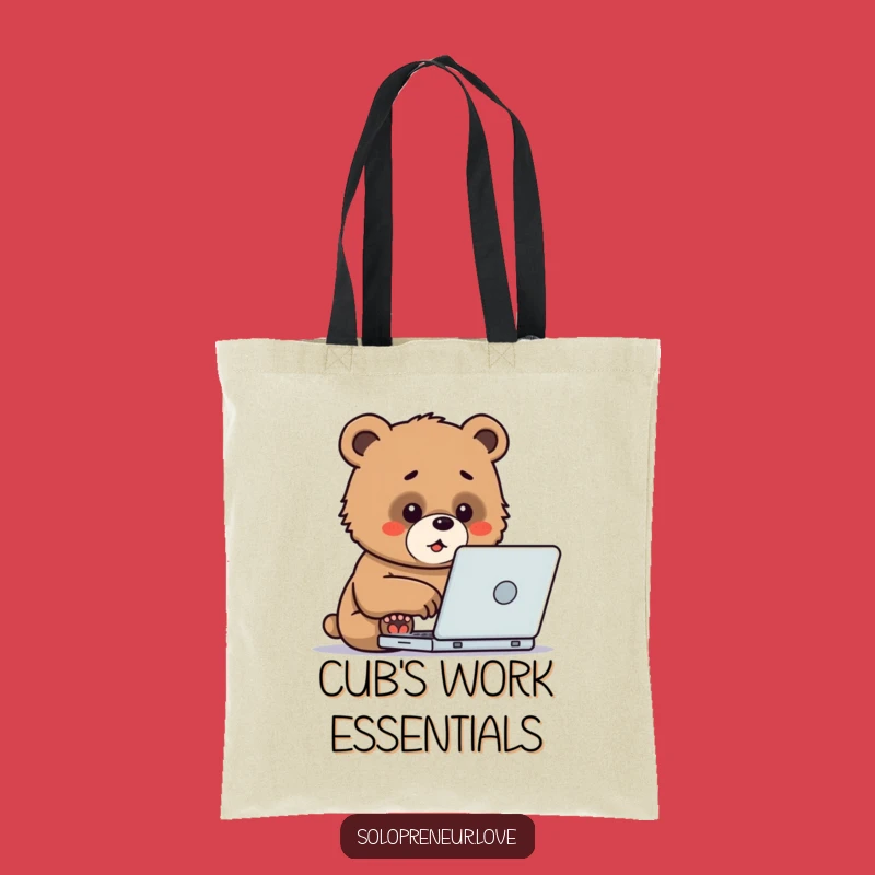 Funny Bear Cub Laptop Tote Bag: Carry Your Ambition with Cub Charm!