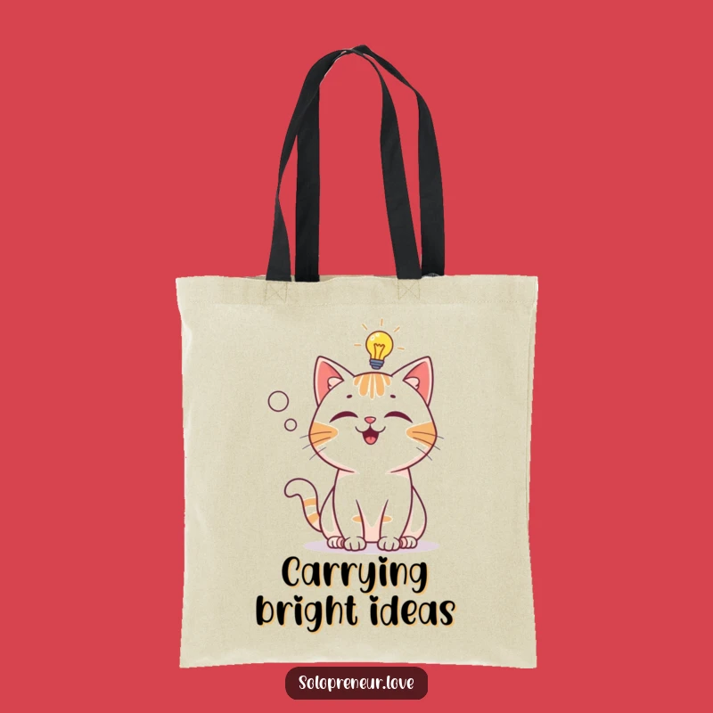 Funny Cat Lightbulb Tote Bag - Playful Idea Accessory, Gift Idea
